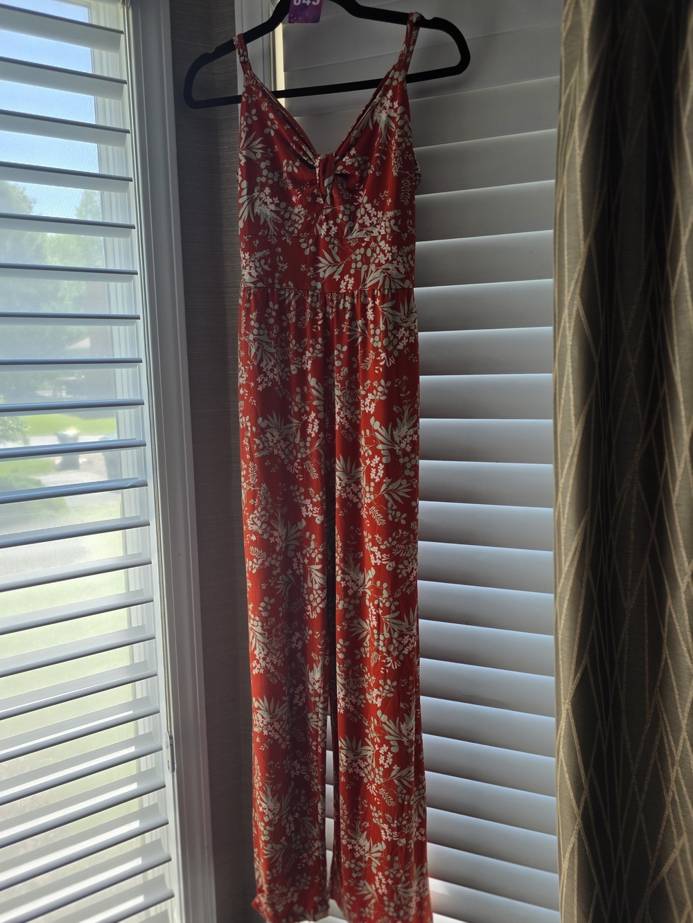 Kaileigh Rust Red Floral Tie-Front Jumpsuit